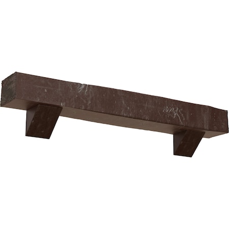 Ekena Millwork Kit w/ Breckinridge Corbels, Aged Pecan, 4"H  x 8"D x 36"W Knotty Pine Faux Wood Fireplace ManteL MANUKP04X08X36BKAE